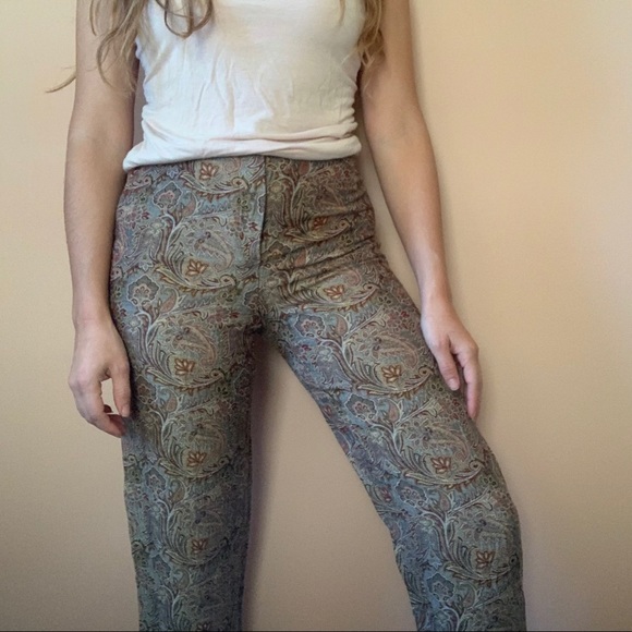 Randy Kemper Pants - 90s Vintage Cropped Patterned Dress Pants